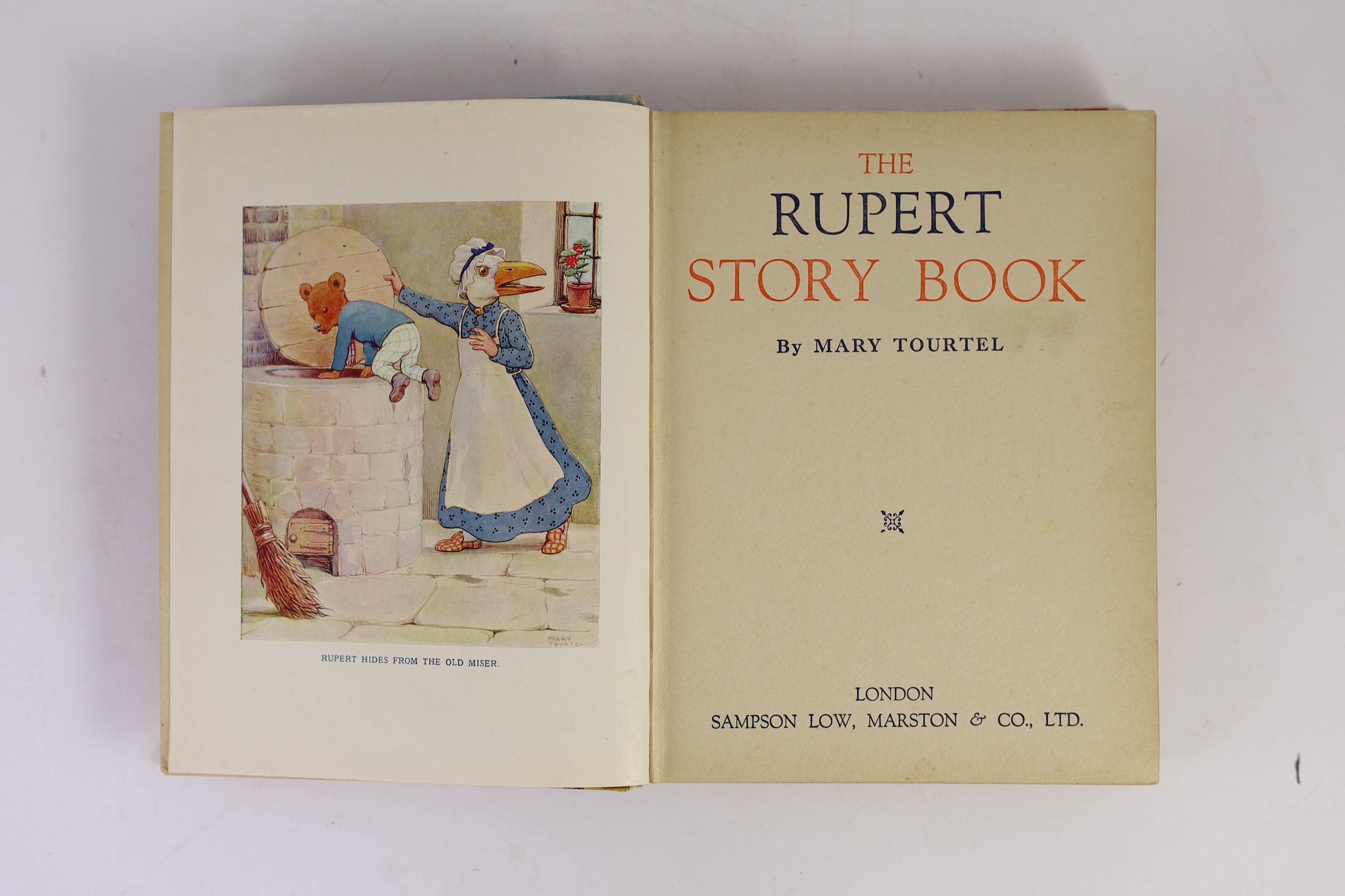 Tourtel, Mary - The Rupert Story Book, 1st edition, 4to, pictorial boards, ownership inscription neatly written in ‘’belongs to’’ box, Samson Low, Marston & Co., Ltd., London, 1938